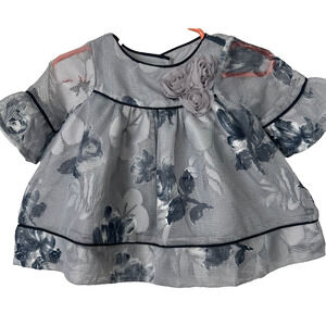 Laura Ashley London Dress Baby Girls 0-3M Blue Lace Overlay Tule Wedding D2
